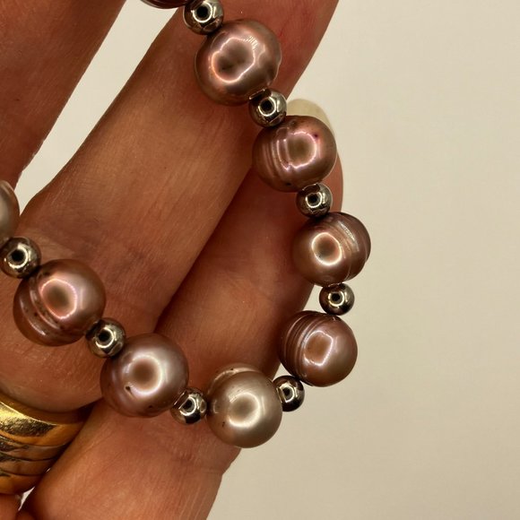 Sterling silver and Freshwater Pearl bracelet 925 Clasp stamped Brand New - Picture 3 of 14